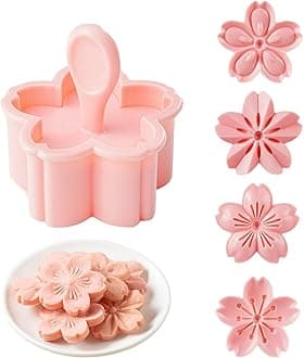 Cookie Press, 4 Styles Cookie Stamps Cherry Blossom Cookie Cutters Mold for Flower Cookies Pastry Accessories (Pink)