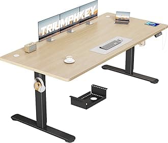 Electric Standing Desk 180x80cm Height Adjustable Desk with 3 Memory Smart Pannel with USB Charging for Home Office Rising Electric Table(Beige&Black)