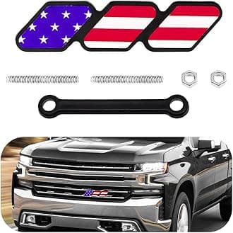 Front Grille Badge, Classic Retro Tri-Color Stripe Automotive Mesh Grille Label Emblem, Decorative Decal Badge Compatible with Tacoma 4Runner, Decoration Car Accessories (F)