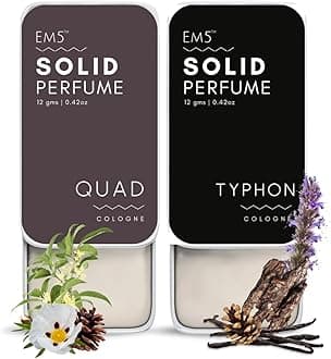 Em5Pack of 2 Quad & Typhon Solid Perfumes Alcohol Free Cologne for Men & Women Non-Greasy Wax Perfume Strong & Lasting Fragrance Gifting Set for Him & Her