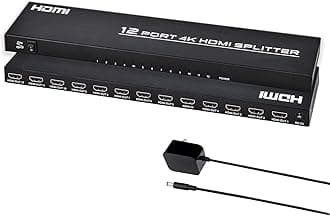 HDMI Splitter 1 in 12 Out, 4K@30Hz Powered Video Split Duplicator/Distributor Duplicate/Mirror Screen, 3D 4K for Watching Sports Matches, Exhibitions, TV Stores