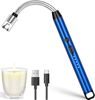 USB Plasma Rechargeable Electric Gas Lighter for Kitchen, Pooja Room, Candles, BBQ, Multi Purpose - 360 Degree Flexible & Windproof (Blue)