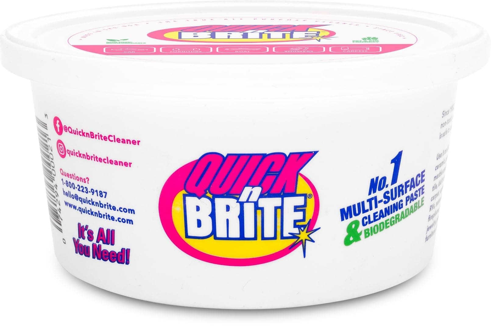 Quick 'n Brite All Purpose Cleaning Paste, True All Purpose Cleaner, Concentrated, 12 oz
