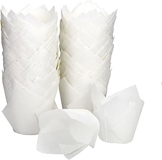 200pcs Tulip Cupcake Liners, Standard Greaseproof Paper Baking Cups Muffin Liners Holders Perfect for Bridal Showers, Baby Showers, Birthday Parties, Banquets, and Catering Events (White)