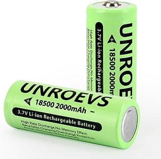 2 Packs 18500 Rechargeable Battery with Button Top,3.7V 2000mAh INR 18500 High Capacity Li-ion Battery for Flashlights,Solar Garden Lights. (2, Button Top)