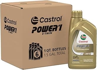 Castrol Power1 V-Twin 20W-50 Full Synthetic Motorcycle Oil, 1 Quart, Pack of 6