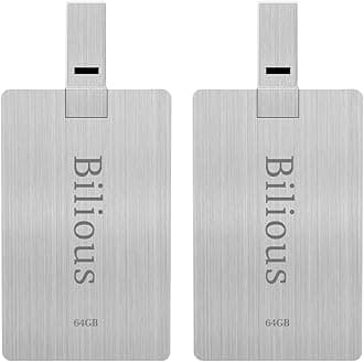 Bilious USB Flash Drive, 2PCS 64GB Metal Credit Card Bank Card Style Thumb Drive Portable Key-Hole Design USB 2.0 Memory Stick, Waterproof Jump Pen Drive for Storage and Backup