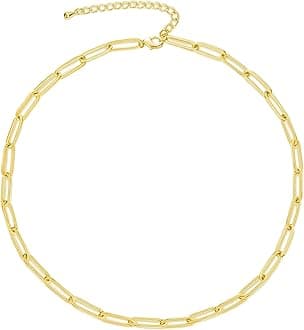 Tewiky Gold Chain Necklace for Women, 14k Gold Plated Thin Beaded Wave Box Chain Necklace Dainty Gold Necklace Simple Layered Gold Choker Necklaces Minimalist Gold Link Chain Necklace Trendy Jewelry