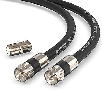 G-PLUG 3FT RG6 Coaxial Cable Connectors Set – High-Speed Internet, Broadband and Digital TV Aerial, Satellite Cable Extension – Weather-Sealed Double Rubber O-Ring and Compression Connectors Black