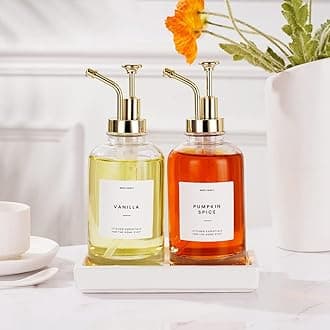 Molimoli Coffee Syrup Dispenser Set of 2 with Ceramic Tray and Gold Upgraded Pump, 500 ml