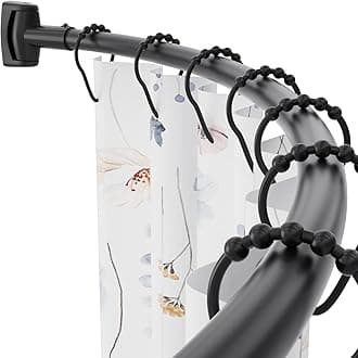 Chrsouly Adjustable 50-85 inches Curved Shower Rod, Extra Wide, Rustproof, Round Shower Curtain Rod for Bathroom, Shower Stall, Need to Drill, Black