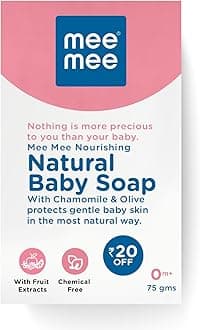 Mee Mee Baby Soap: Chamomile & Olive Extracts, Dermatologist-Tested for Gentle Baby Skin, Paraben-Free, No Chemicals, Tear-Free, Suitable from Birth, 75g