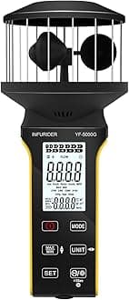 Digital Cup Anemometer, Handheld Wind Speed Meter with Anti-dust Touch Button, Rechargeable Wind Gauge CFM Meter, Waterproof, LCD Backlight, Wind Tester for Wind Volume, Chill, Temp