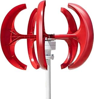 Wind Turbines Generator, 1000W 12V/24V Wind Turbine Generator kit, 5-Blade Lantern Wind Turbines Generator Kit, Electromagnetic Electricity Producer Equipment for Home Charging Red