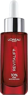 L'Oreal Paris Revitalift 10% Pure Glycolic Acid Face Serum, Visibly Evens Tone & Reduce Wrinkles, Fragrance Free 1.0 fl oz (30ml)