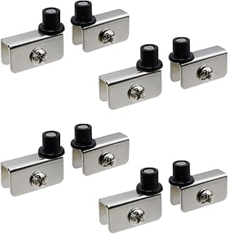 T Tulead Glass Door Pivot Hinge Silver Glass Clamps Alloy Swing ing Glass Door Clips Adjustable Glass Door Hinges Clamp 4 Sets for for 3-5mm Thickness Glass