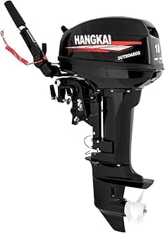 18HP Outboard Motor, 246CC 2 Stroke Heavy Duty Outboard Motor Fishing Boat Engine with Water Cooling System (2-Stroke 18HP)