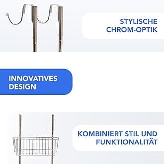 Bamodi Shower Caddy Hanging - 2 Tier Over Door Chrome Plated - No Drilling Required - Fits Shower Screens up to 0.78 inches - Hangable Shower Rack with 2 Towel Hooks (27.5 x 7.5 x 7.3 INCHES)