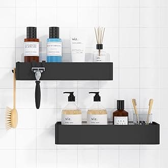 Kitsure Shower Caddy - 2 Pack Rustproof Shower Organizer, Drill-Free & Quick-Dry Shower Shelves for inside Shower with Large Capacity, Durable Stainless Steel Shower Rack, Medium, Black