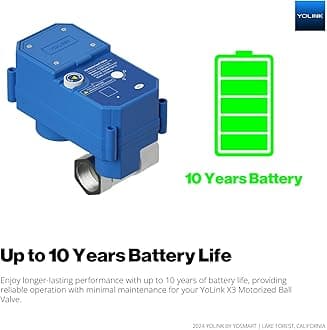 NSF Certified YoLink Leak Protection Kit, 1" Battery-Powered Shutoff Valve w/ Controller + 3 Leak Sensors + Hub, D2D Offline Auto Shutoff, LoRa Long-Range, App/Email/SMS Alerts, 10+ Year Battery