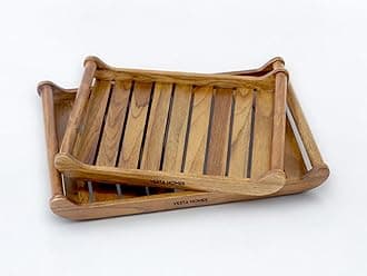 Vesta Homes Set of 2 Romper Teak Wood Rectangular Serving Tray for Home/Kitchen/Restaurant/Office Organizer/Dining Table|Premium Wooden Trays|45.5 X 30.5 ; 38 x 25 cm | Handcrafted in India