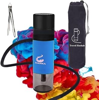 Portable Travel Hookah Set - Compact Water Filtration Smoking Pipe with Carry Bag & Tongs, Leak-Proof Design for Outdoor, Home & Travel Use (Blue) | Hookah Cup | Mini Hookah Set