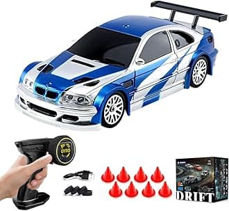 1/43 Scale Mini Drift Cars, Electric Full Proportional 2.4G Remote Control Racing Drift Car Model with Lights Kit, 15KM/H High Speed Vehicle Gift for Adults