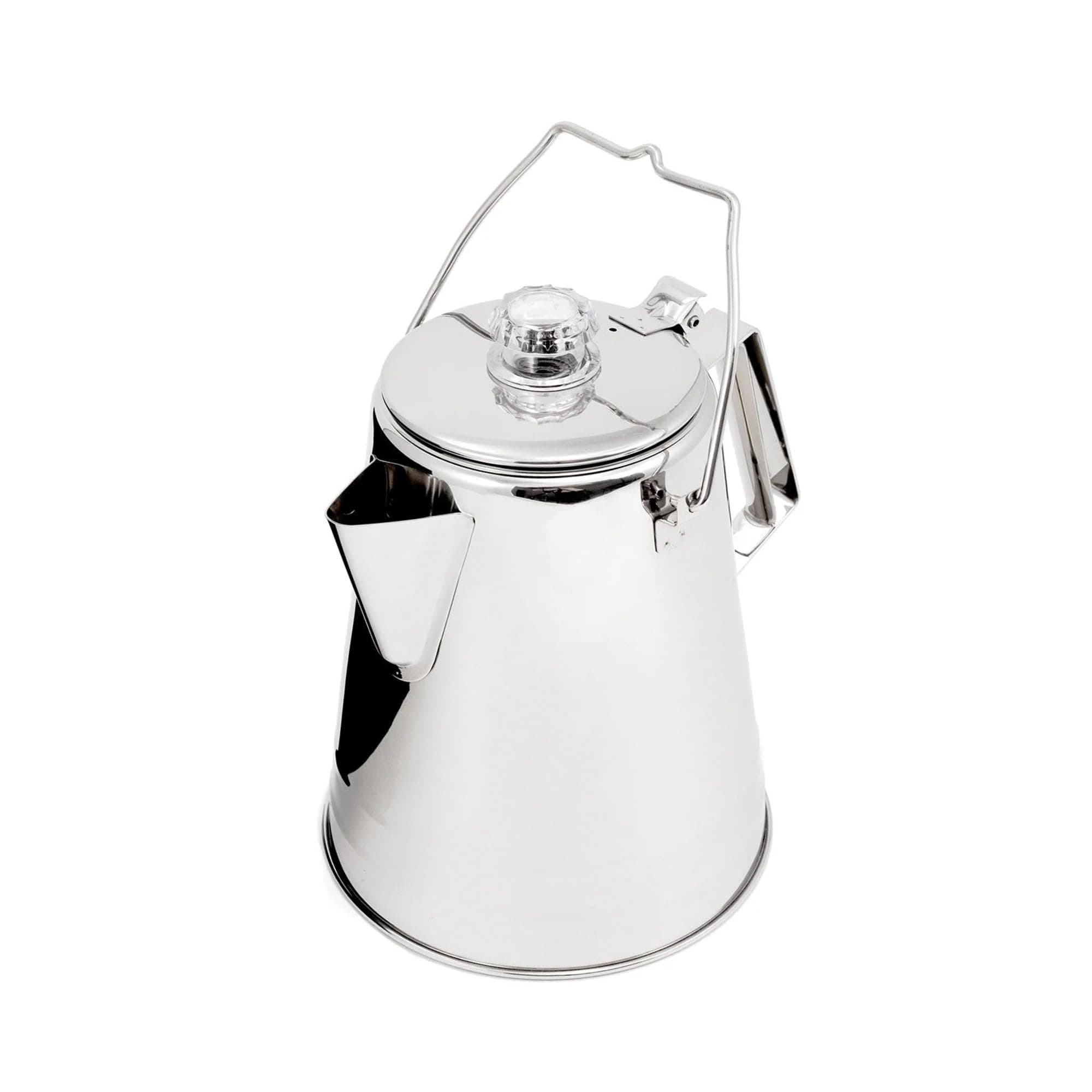 GSI Outdoors Percolator Coffee Pot I Glacier Stainless Steel Ultra-Rugged for Brewing Coffee Over Stove and Fire | Ideal for Group Camping, 8 Cup