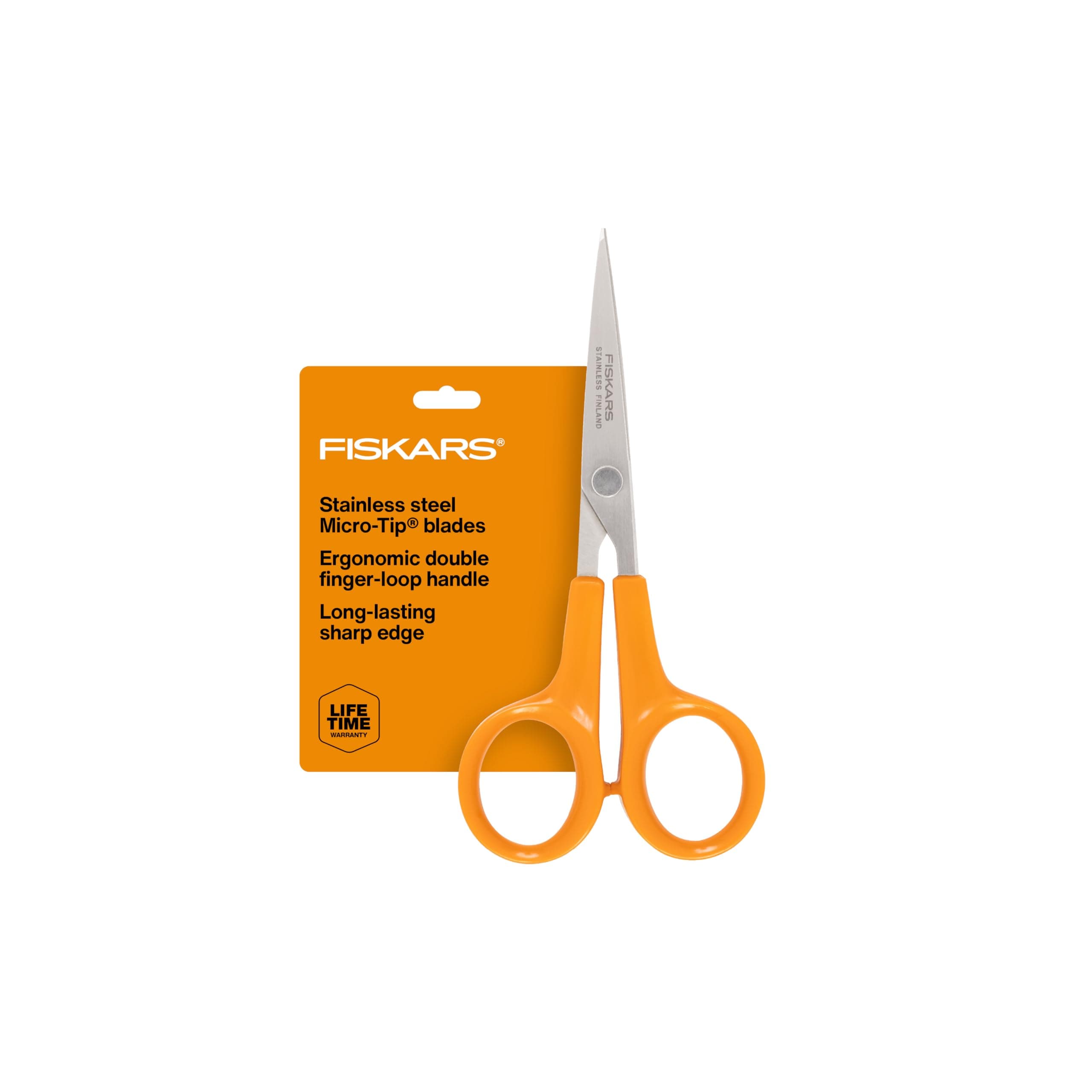 Stitcher Scissors No. 5, Precision Sewing Scissors, Swedish Stainless Steel Blades for Intricate Cuts, 4.88”,Orange