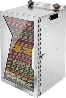 Food Dehydrator for Jerky, Fruit, Meat, Herbs, 18-Tray Stainless Steel Dehydrator Machine, Double-Layer Insulation, Adjustable Timer, Temperature Control, Overheat Protection (18-Trays)