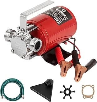 Utility Pump, Prostormer 12V DC 350GPH Electric 1/10HP Mini Portable Water Transfer Pump with Water Hose Kit Great for Yard, Garden, Pool Draining