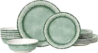 AELS Melamine Dinnerware Set of 18 Pcs Dinner Dishes Set, Lightweight Unbreakable for Indoor and Outdoor Use, BPA Free, Dishwasher Safe, Sage Green