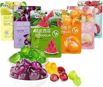 8 types Peeling Fruit Gummies,Peelable watermelon Fudge,Grape Lychee Orange Flavored Soft Candy,Chewing Candy,Chinese Sweets,Dessert,Healthy and nutritious candies Gift (Orange flavor,3bag)