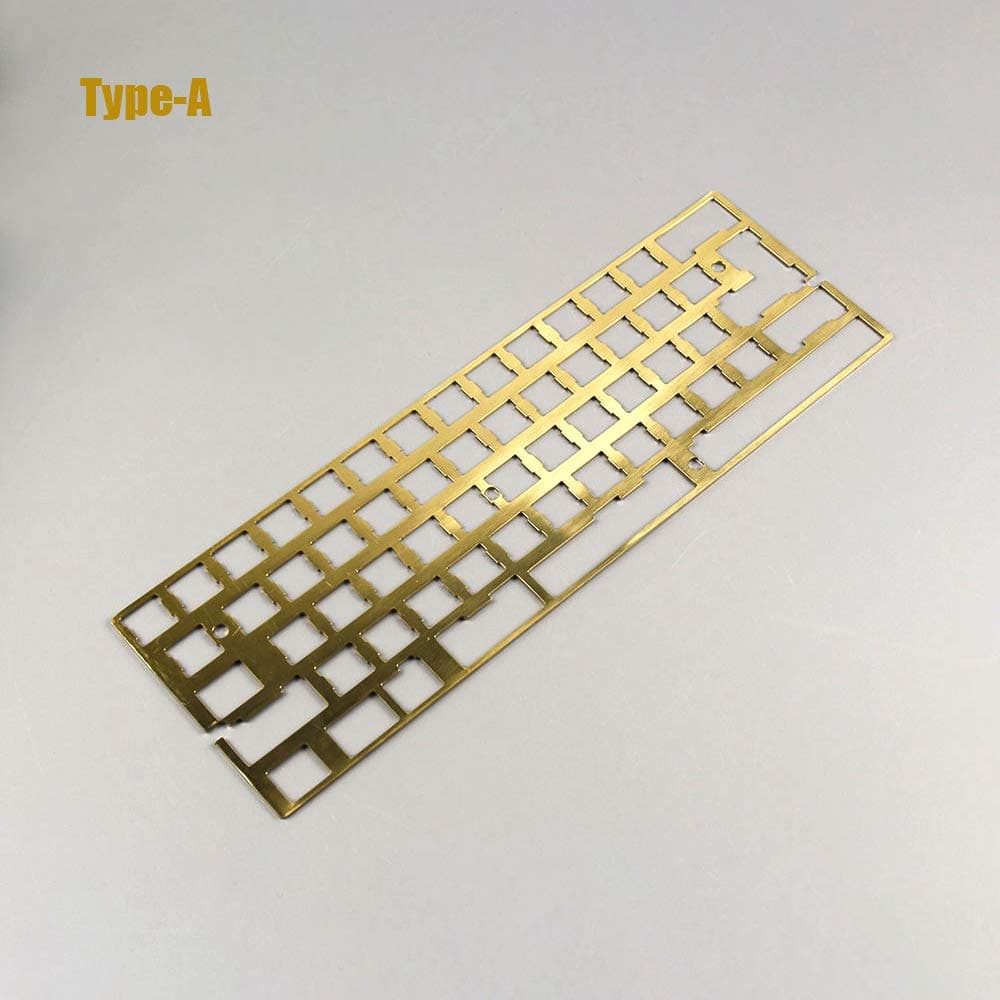 Brass Plate 60% Layout Type A or B for Custom Mechanical Keyboard fit DZ60 GH60 (Brass 60 Plate A)