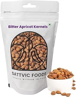 Sattvic Foods Bitter Apricot Kernels (250 g) | Dehydrated & Ozonated | Unprocessed & Raw | Boosts Immunity & Lowers Cholesterol levels | Soak Overnight, Eat Plain or Consume With Honey
