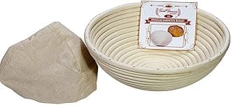 Saint Germain BakeryPremium Round Bread Banneton Basket with Liner - Perfect Brotform Proofing Basket for Making Beautiful Bread (8 inch)