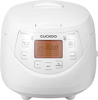 CUCKOO CR-0633F | 6-Cup (Uncooked) Micom Rice Cooker | 11 Menu Options: White Rice, Brown Rice & More, Nonstick Inner Pot, Made in Korea | White