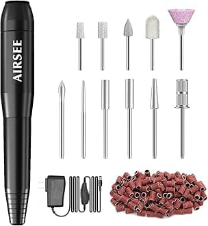 AIRSEEStudio Basic Adapter Portable Electric Nail Drill Machine for Professional, EFile for Acrylic Gel Nails and Manicure Pedicure Polishing Shape, Electric Nail File Kit for Salon Black
