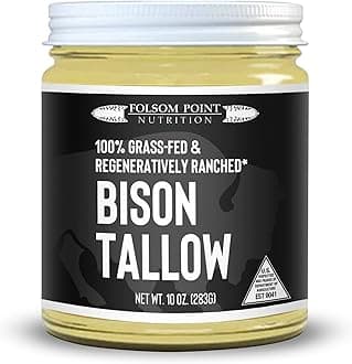 100% Grass-Fed and Finished Bison Tallow | Perfect for Cooking, Skin Care, Pemmican, Frying, and more | Regeneratively Ranched, Rendered, and Packaged in the USA with Integrity