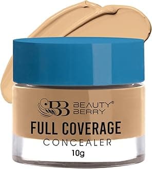 Beauty Berry Full Coverage Concealer - Natural Glow, 10g | Easy to Blend, Ultra Lightweight & Long Lasting Concealer | Creamy Texture, Highly Pigmented, Waterproof Concealer for Face Makeup