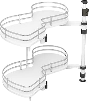 Left Swing Pull Out Organizer for 32" Blind Corner Kitchen Cabinet, 2 Tiers Swing Tray, Soft Close, Left Handed Open