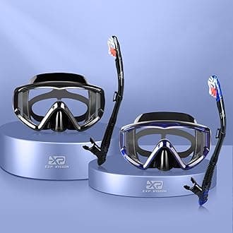 Snorkel Set Pano 3 Window Adult Snorkeling Gear, Professional Snorkel Goggles Anti-Fog Diving Mask, Anti-Leak Swim Goggles and Dry Top Snorkel for Diving, Snorkeling, Swimming