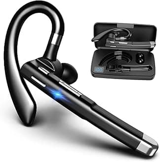 Bluetooth Wireless Earpiece for Cellphone, Bluetooth 5.1 Headset Wireless Headphone with Charging Case,Built-in Dual Mic NoiseCancelling, Microphone for Office Driving, Compatible with iOS and Android