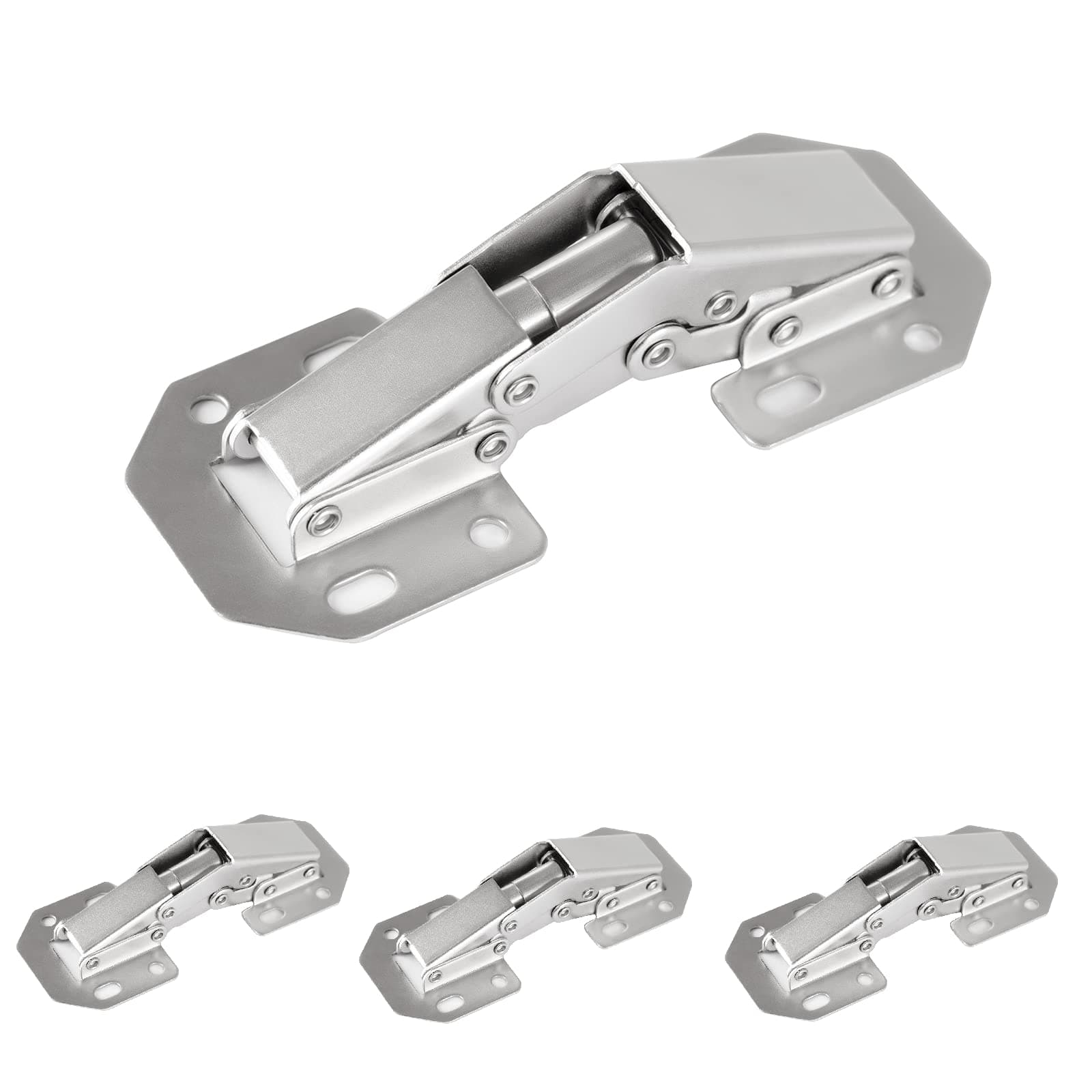 4-Pack Hidden Hinges for Cabinet Doors Frameless, Concealed Cabinet Hinges, 90 Degree Surface Mount Hinges