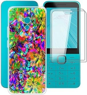 Phone Case for Nokia 235 4G 2024 (2.8") with 2 X Tempered Glass Film, Clear [Anti-Scratch X Shockproof] Soft TPU Bumper Protective Cover for Nokia 235 4G 2024 - Colorful
