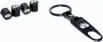 Careflection Premium Car Tyre Valve Cap Air Cap Car Tyre Valve Stem Cap Air Covers with Keychain Compatible for All Tata Cars Black