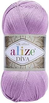 Alize 100% Microfiber Acrylic Diva Silk Effect Knitting Sport Crochet Yarn Lot of 4 Ball skeins 400gr 1532yds Color (474 Lilac)