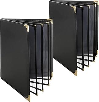 2PCS 8.5 x 11 Inch Menu Covers, Restaurant Menu Holder 4 Page 8 View, Transparent Faux Leather Menu Sleeves for Restaurant Bar Cafe