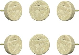 Perilla Home Set of 6 Marble Knobs for Cabinet & Drawers Decorative Travertine Round Knobs for Home Kitchen Cabinet Hardware Cupboard Glass Door Dresser Wardrobe Pulls (Beige)