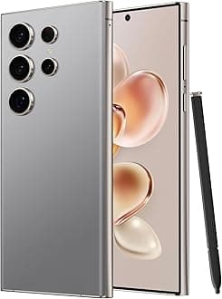 I24 Ultra Unlocked Smartphone,12GB+512GB Built in Pen with128GB Memory Card cell phone Android 14, 6.8"HD Screen Unlocked Cell Phone, 6800mAh, 48MP+108MP Dual Camera/Fingerprint Lock (Titanium Gray)